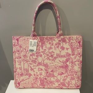 H&M pink/ white tote bag